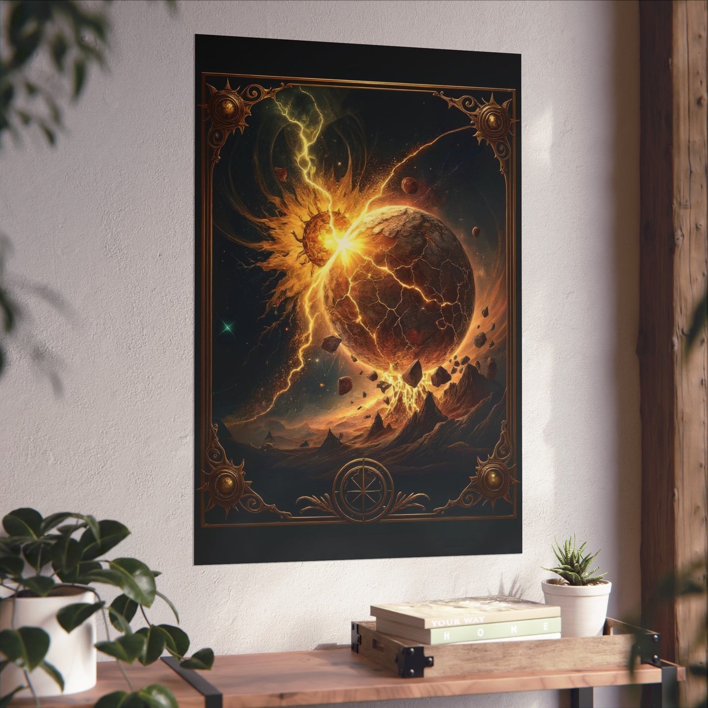 Celestial Cataclysm Wall Art — Exploding Planet Cosmic Print