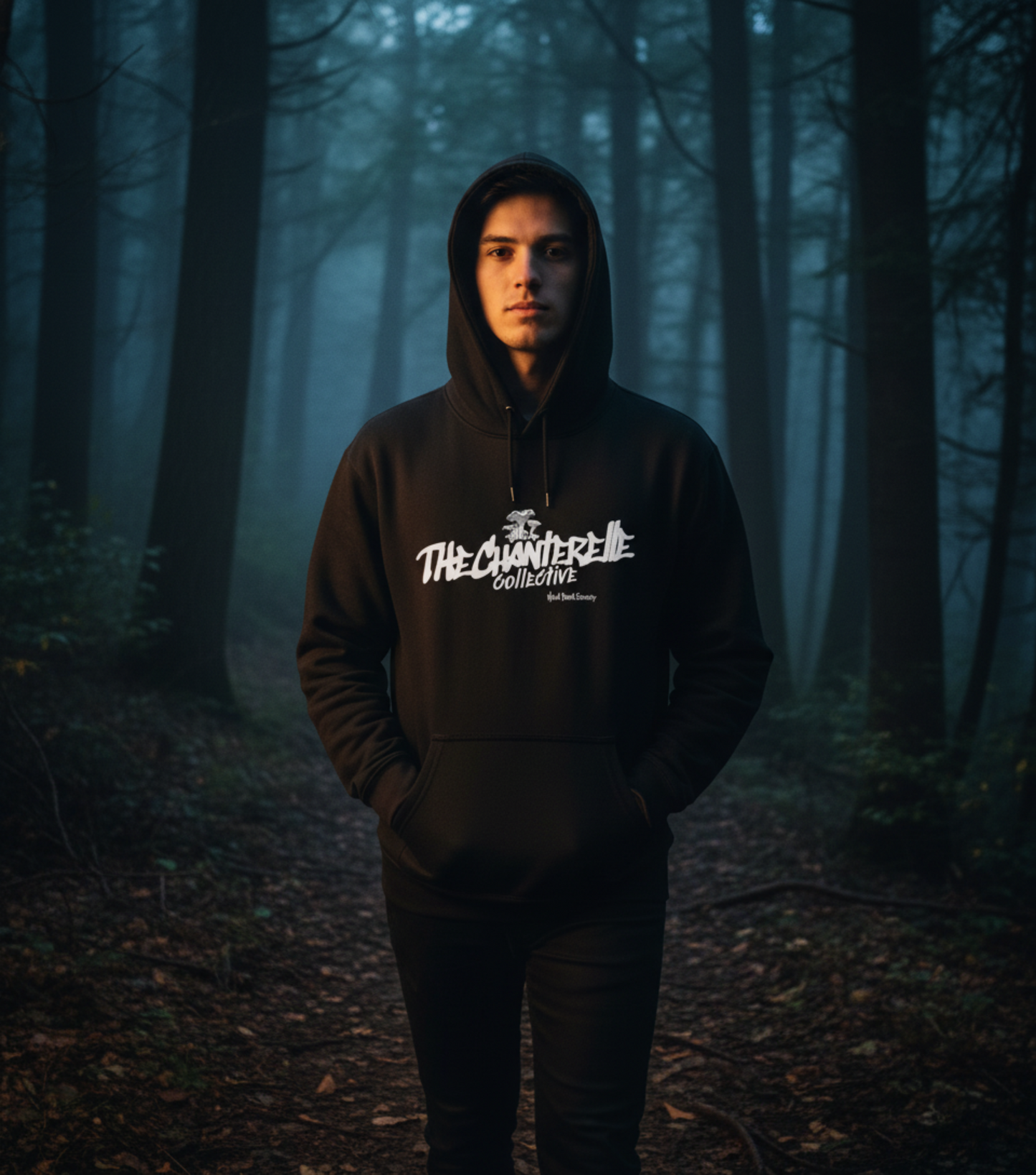 The Chanterelle Collective Hoodie — Wild Food Society Collection (Dark Color Vibe)