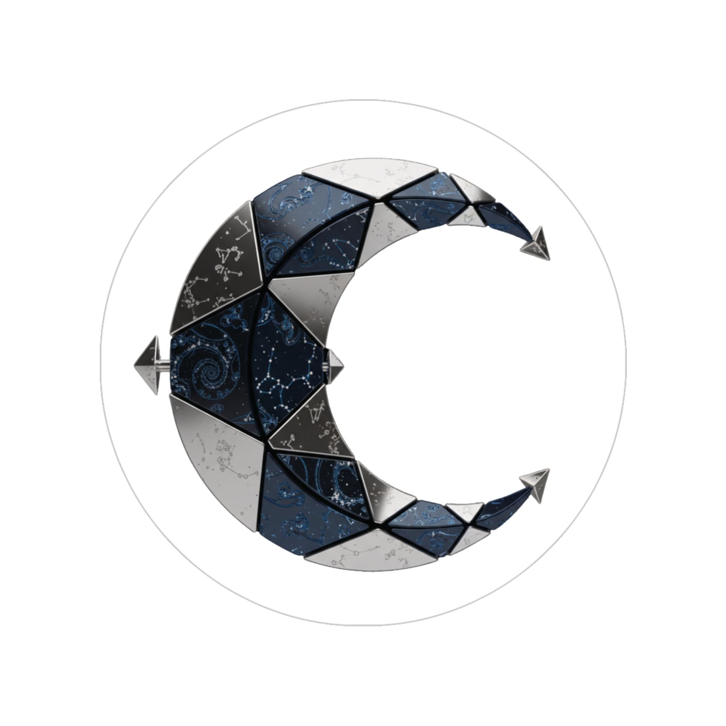Nocturne Crescent — Geometric Lunar Vinyl Sticker (Translucent)