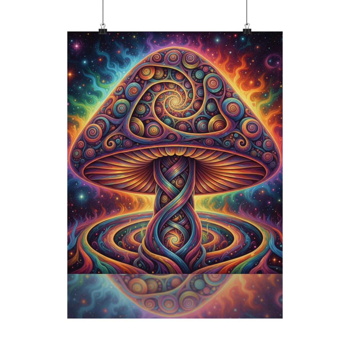 Cosmic Mycelium Portal — Vibrant Trippy Matte Vertical Print