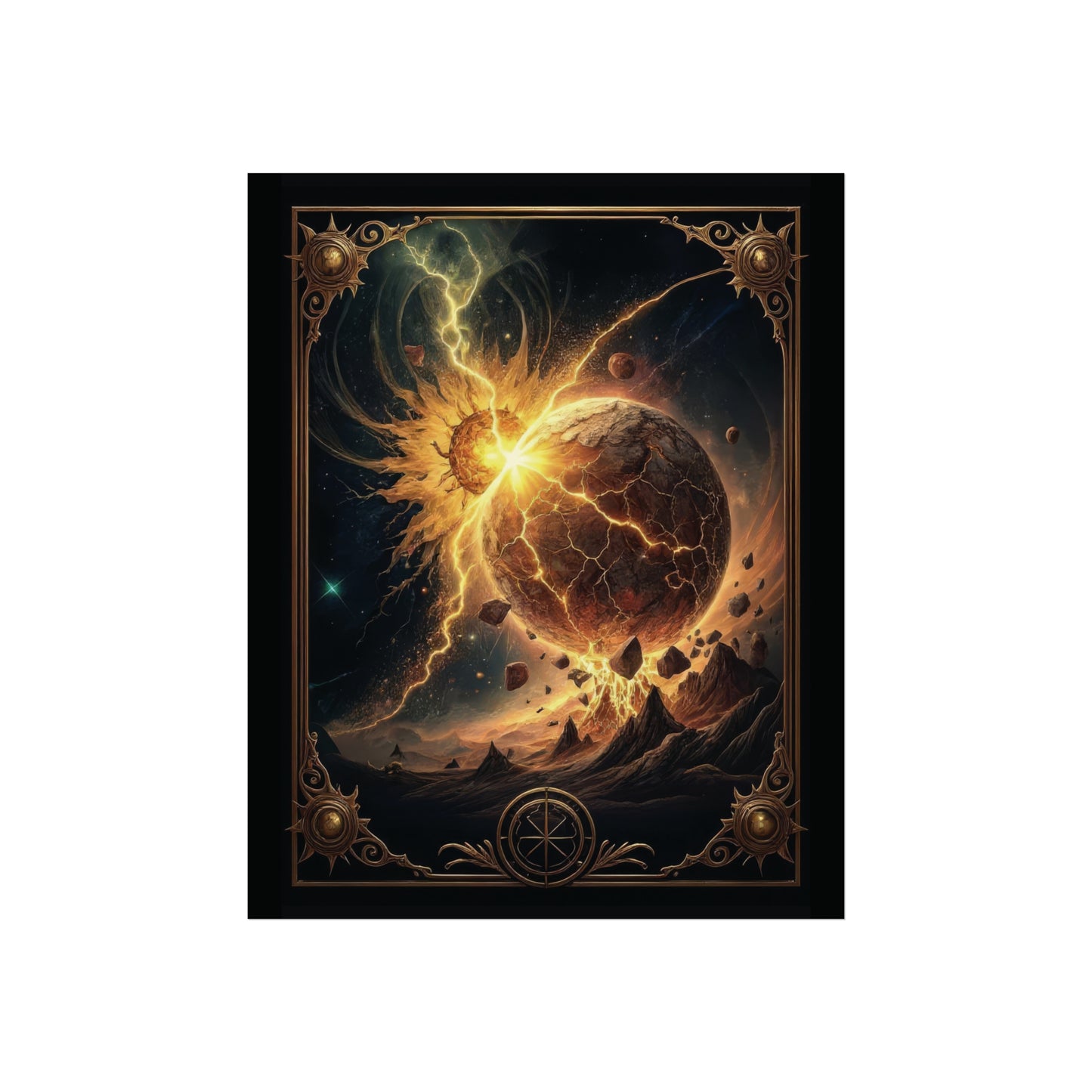 Celestial Cataclysm Wall Art — Exploding Planet Cosmic Print