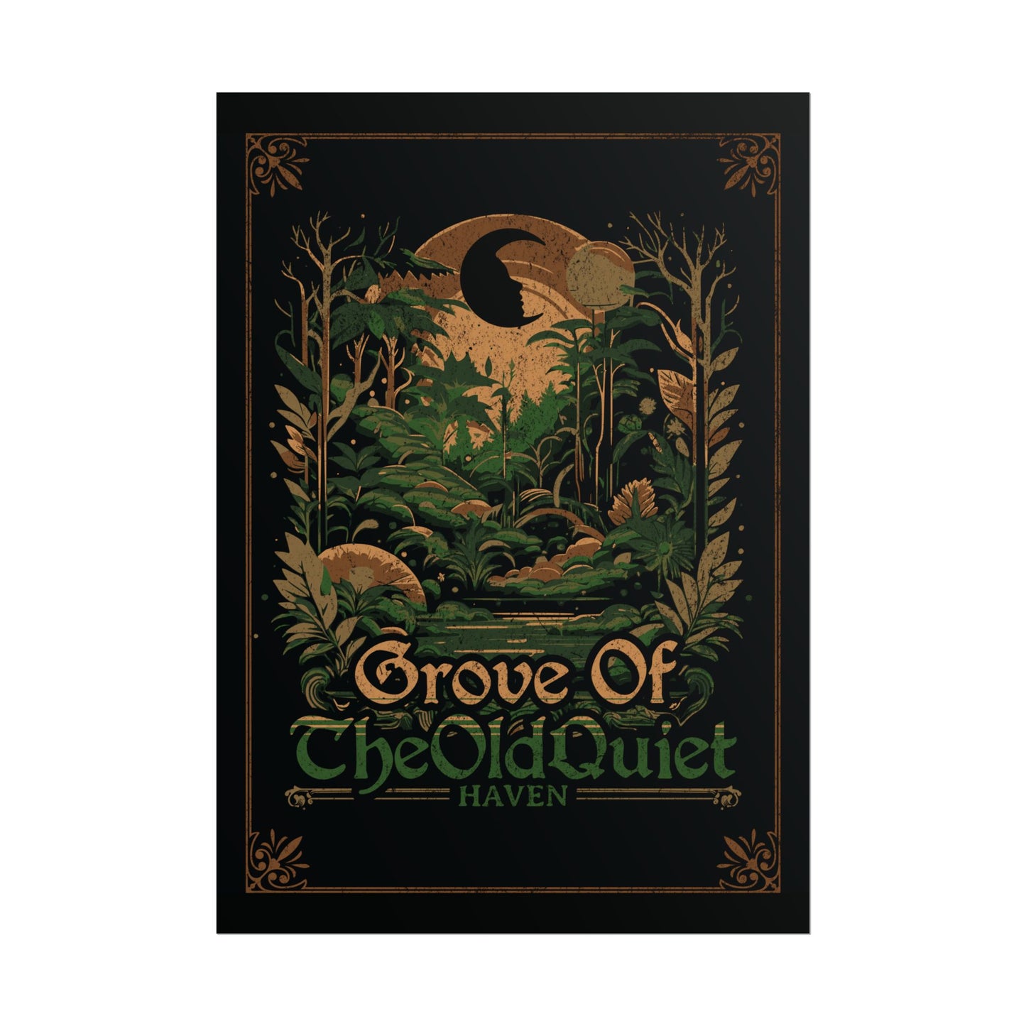Grove of the Old Quiet Poster | Vintage Forest Moon Art Print