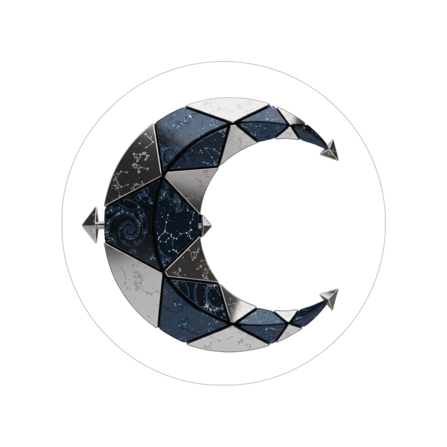 Nocturne Crescent — Geometric Lunar Vinyl Sticker (Translucent)