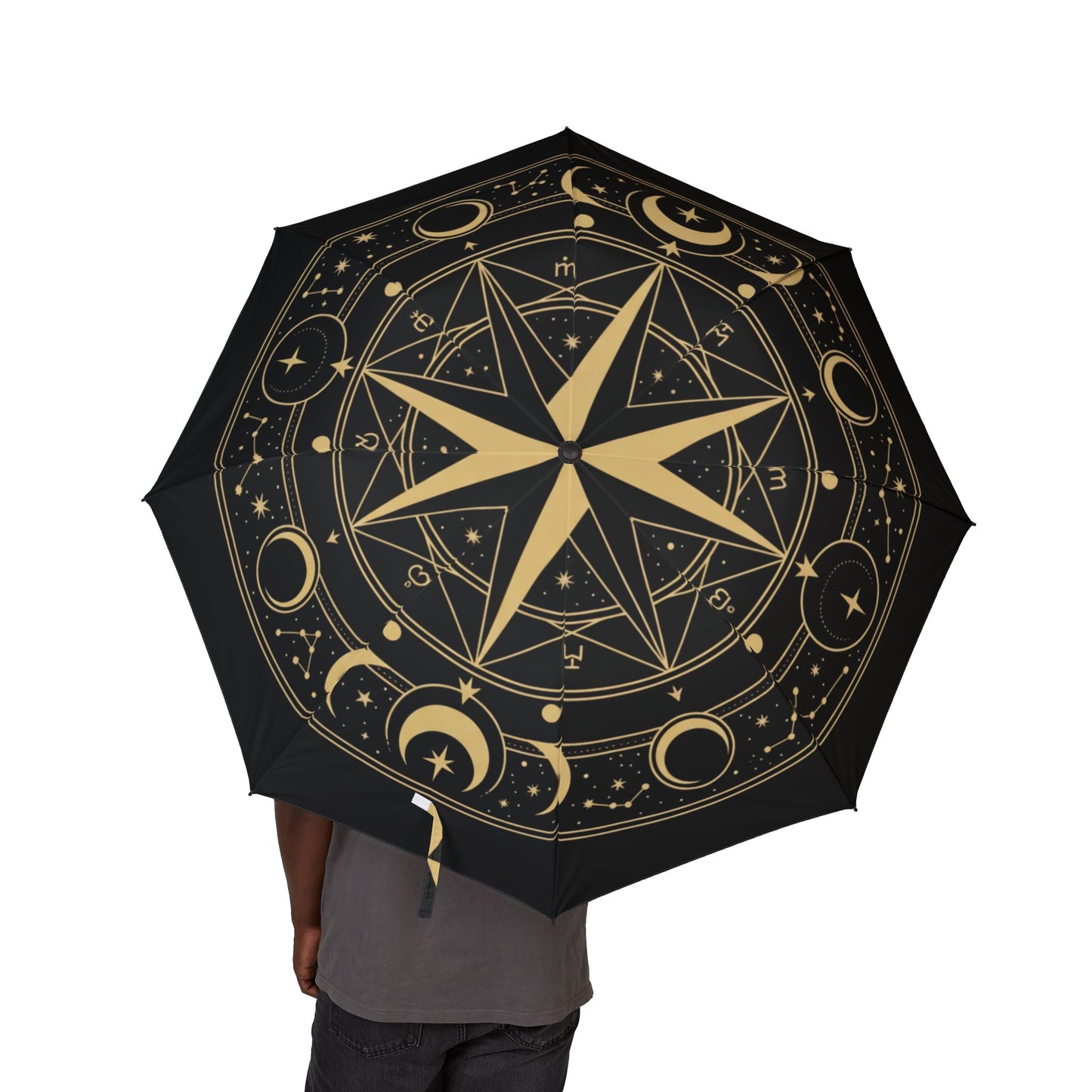 Astral Compass Umbrella — Gold Zodiac & Star Chart