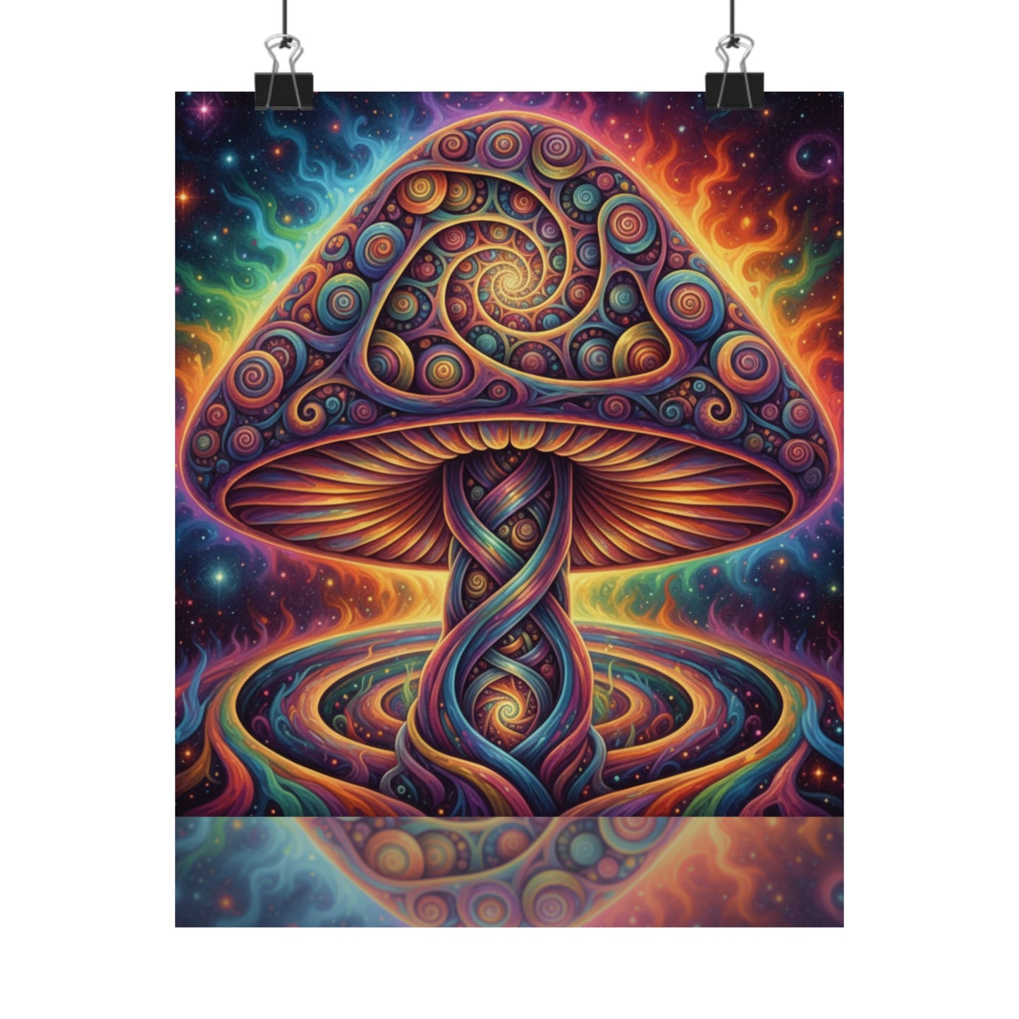 Cosmic Mycelium Portal — Vibrant Trippy Matte Vertical Print