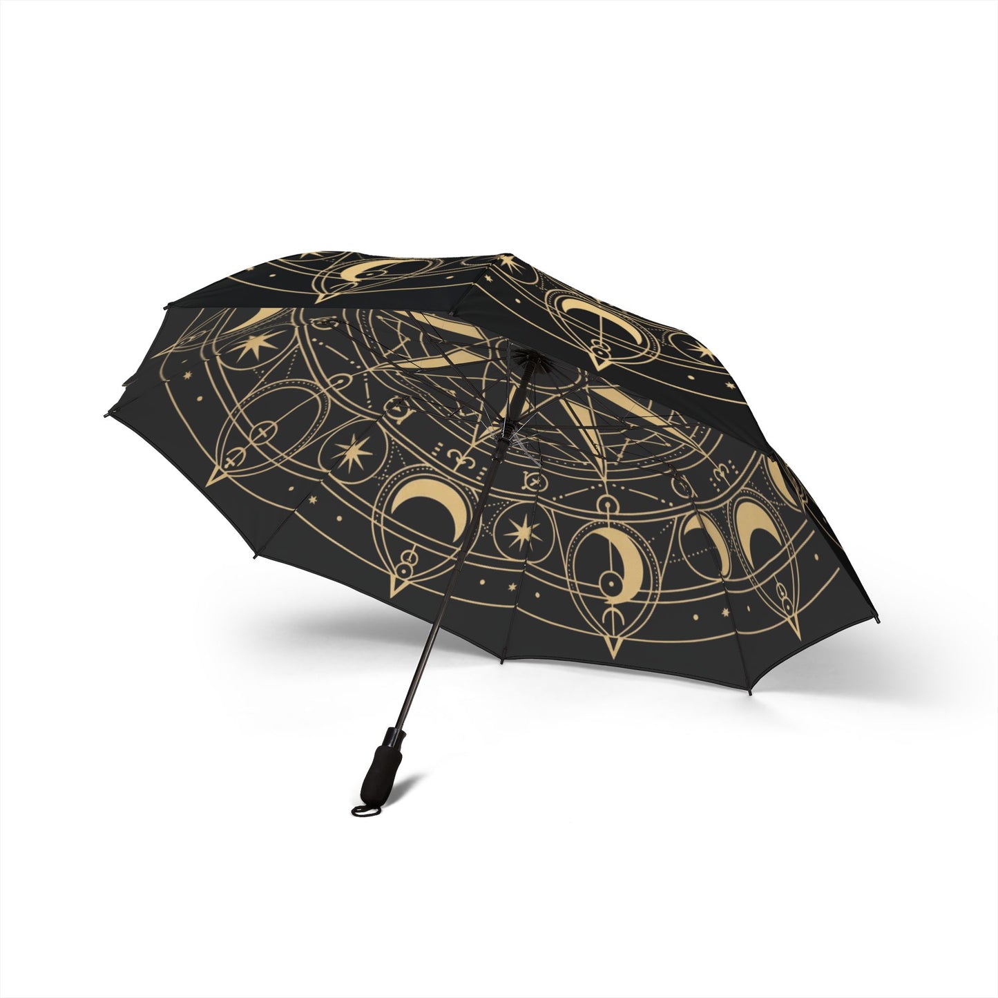 Celestial Navigator Umbrella — Gold Compass & Lunar Chart