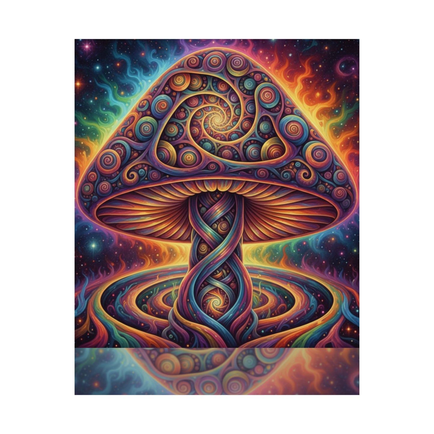 Cosmic Mycelium Portal — Vibrant Trippy Matte Vertical Print