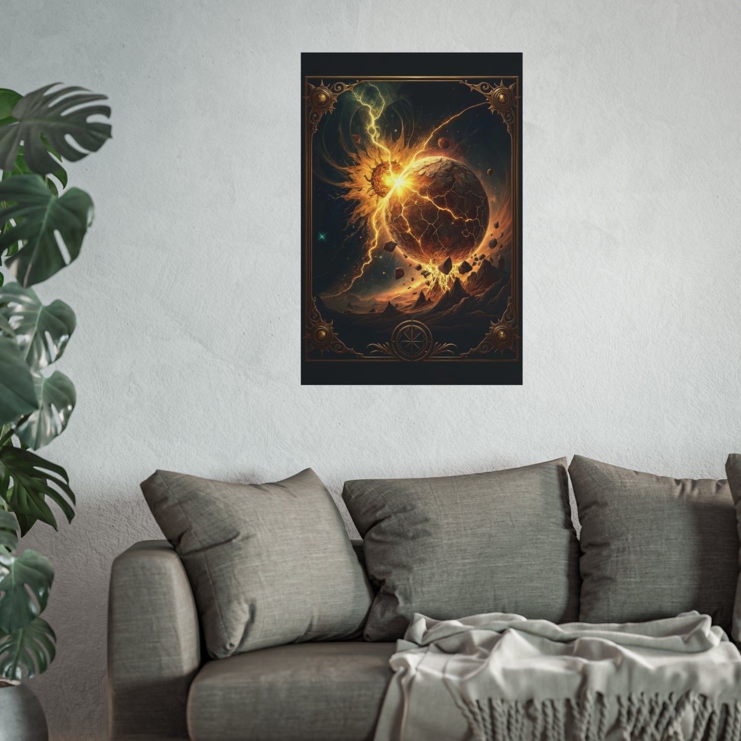 Celestial Cataclysm Wall Art — Exploding Planet Cosmic Print