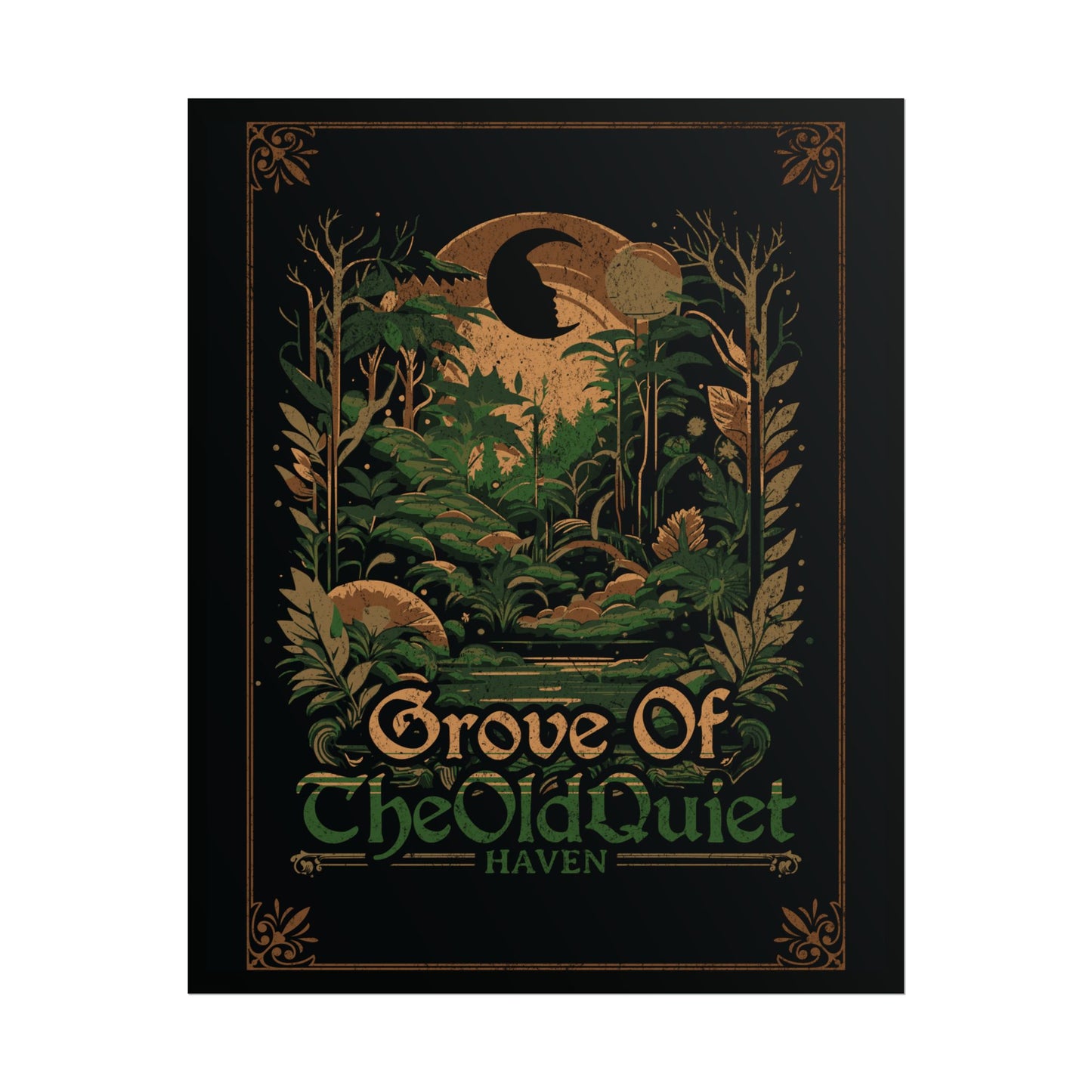 Grove of the Old Quiet Poster | Vintage Forest Moon Art Print