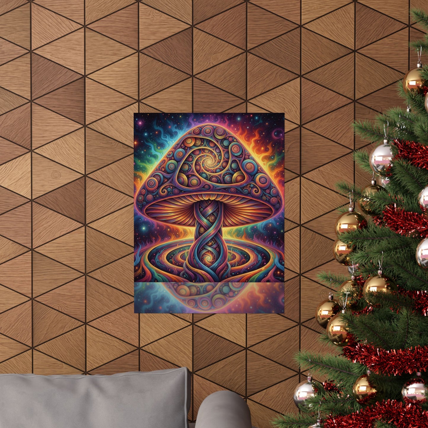 Cosmic Mycelium Portal — Vibrant Trippy Matte Vertical Print