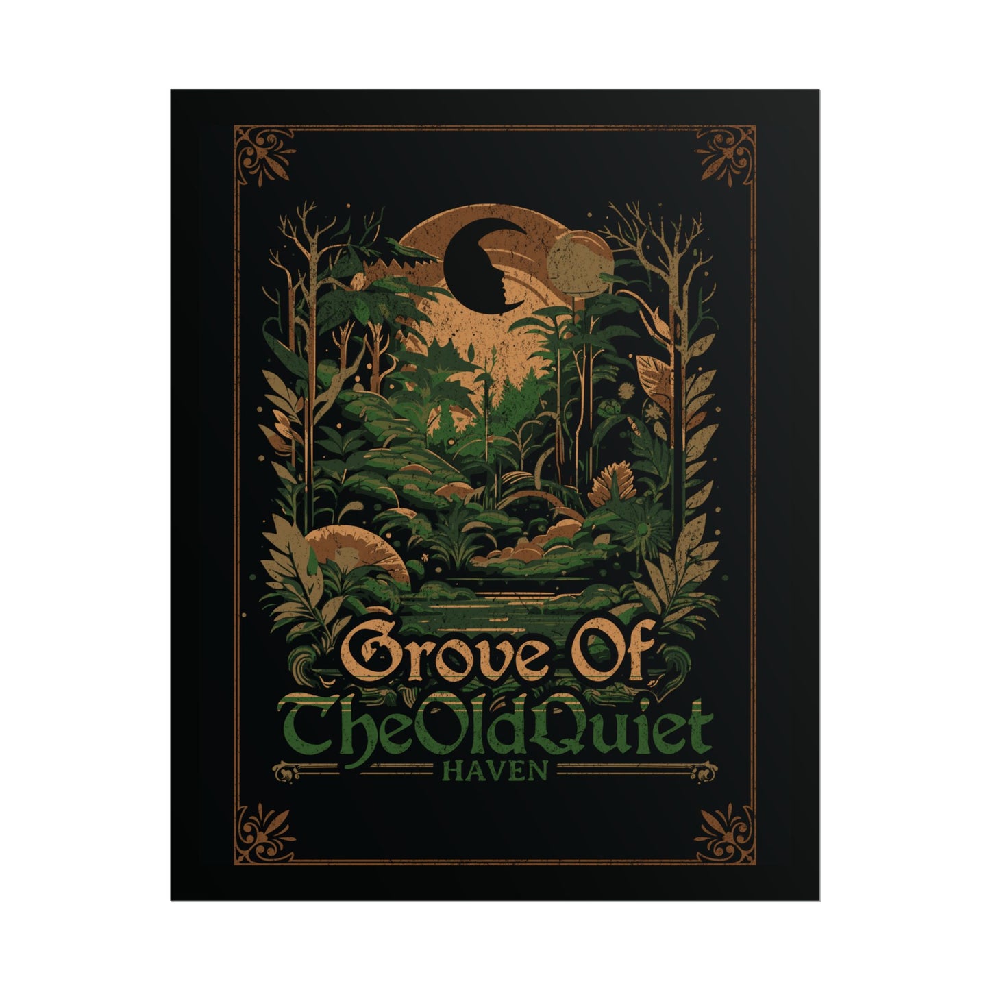 Grove of the Old Quiet Poster | Vintage Forest Moon Art Print