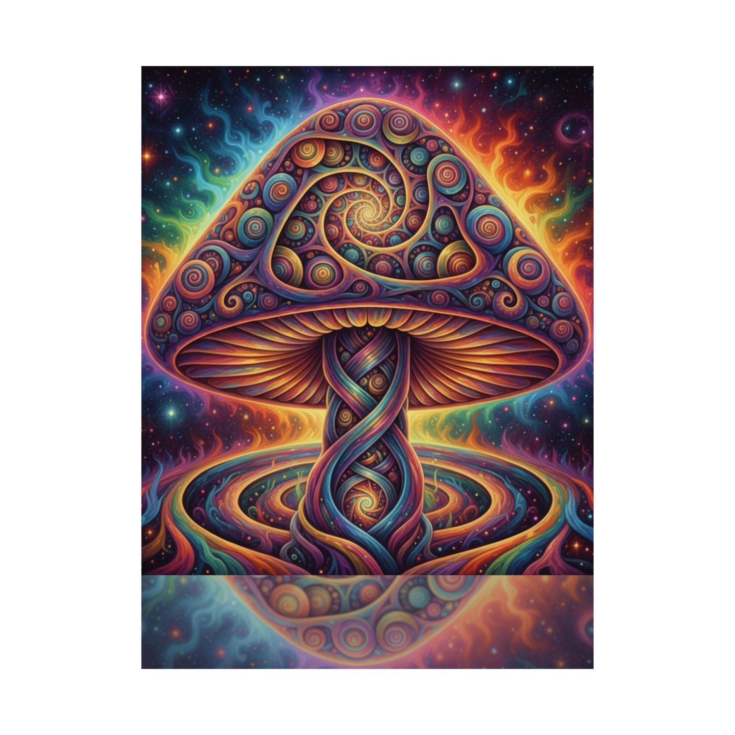 Cosmic Mycelium Portal — Vibrant Trippy Matte Vertical Print