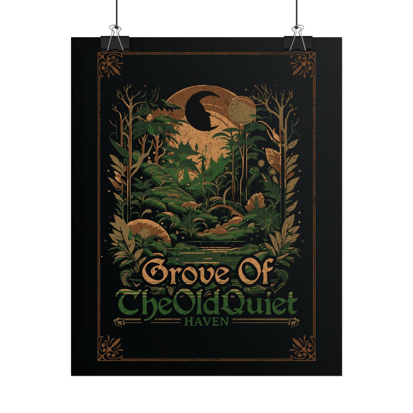 Grove of the Old Quiet Poster | Vintage Forest Moon Art Print