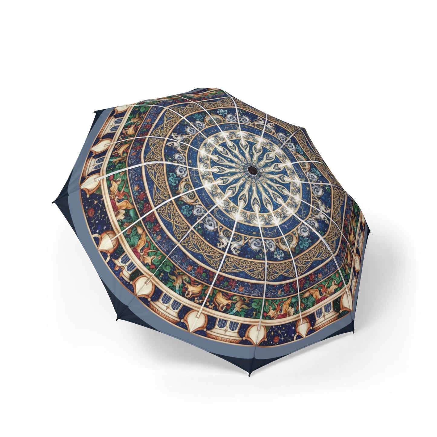 Mosaic Mandala Foldable Umbrella — Semi‑Automatic Compact Rain Shield